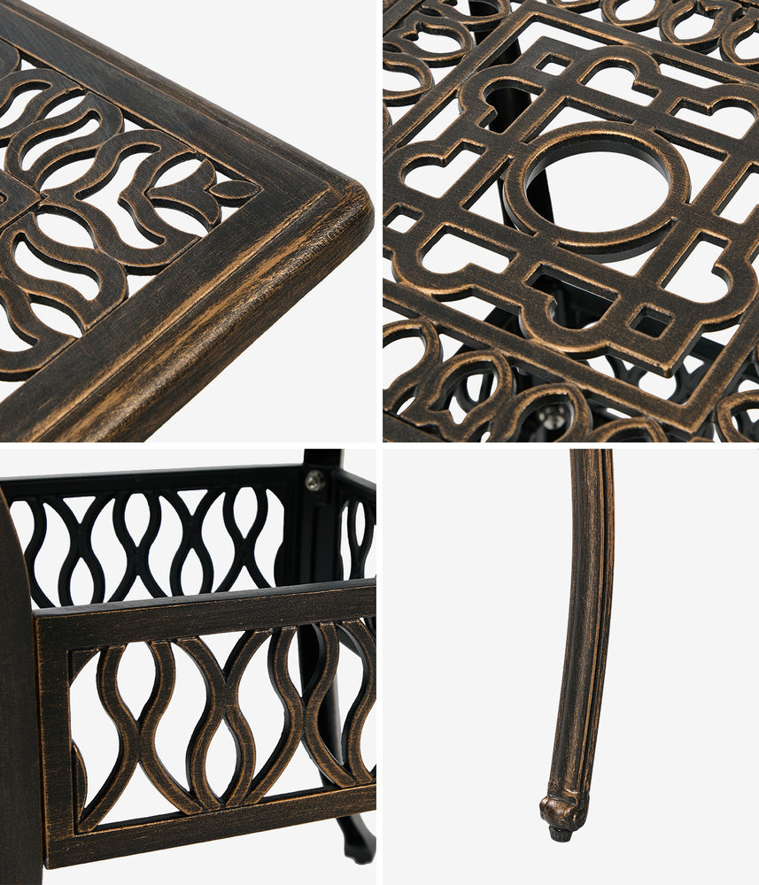 Outdoor Table Cast Aluminium Bronze 90x90x75cm