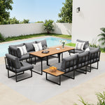8 Seater Outdoor Dining Set Sofa Side Table Furniture Grey&White