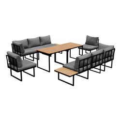 8 Seater Outdoor Dining Set Sofa Side Table Furniture Grey&White