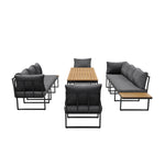 8 Seater Outdoor Dining Set Sofa Side Table Furniture Grey&White