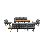 8 Seater Outdoor Dining Set Sofa Side Table Furniture Grey&White