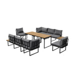 8 Seater Outdoor Dining Set Sofa Side Table Furniture Grey&White