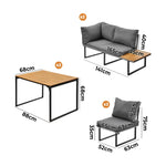 6 Seater Outdoor Dining Sofa Lounge 2 Side Table Grey