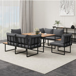 6 Seater Outdoor Dining Sofa Lounge 2 Side Table Grey