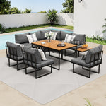8 Seater Outdoor Dining Sofa Set with Side Table Grey