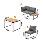 8 Seater Outdoor Dining Sofa Set with Side Table Grey