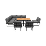 8 Seater Outdoor Dining Sofa Set with Side Table Grey
