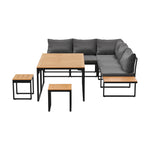 7 Seater Outdoor Dining Set Sofa Lounge Patio Table Stool Grey