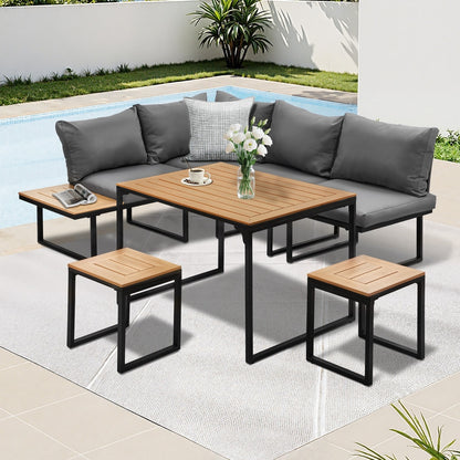 9 Seater Outdoor Dining Sofa Set Lounge Furniture Grey & White