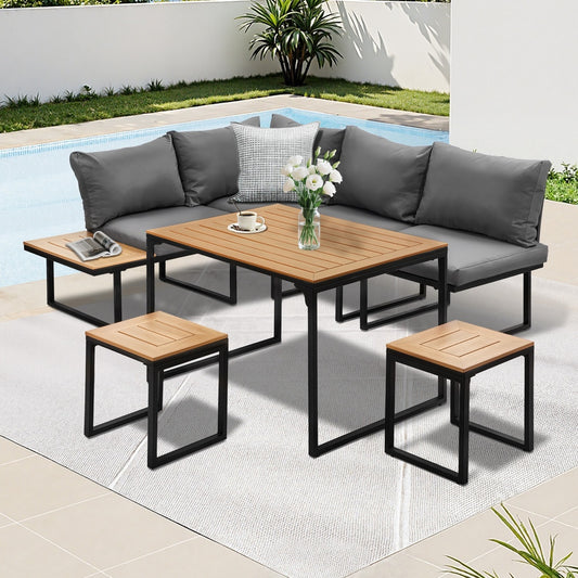 9 Seater Outdoor Dining Sofa Set Lounge Furniture Grey & White
