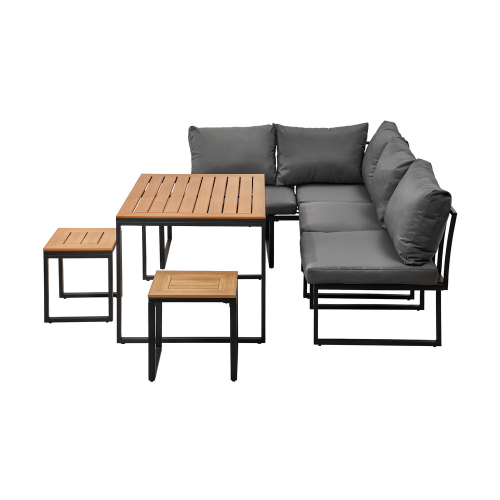 10 Seater Outdoor Dining Sofa Set Lounge Furniture Grey & White