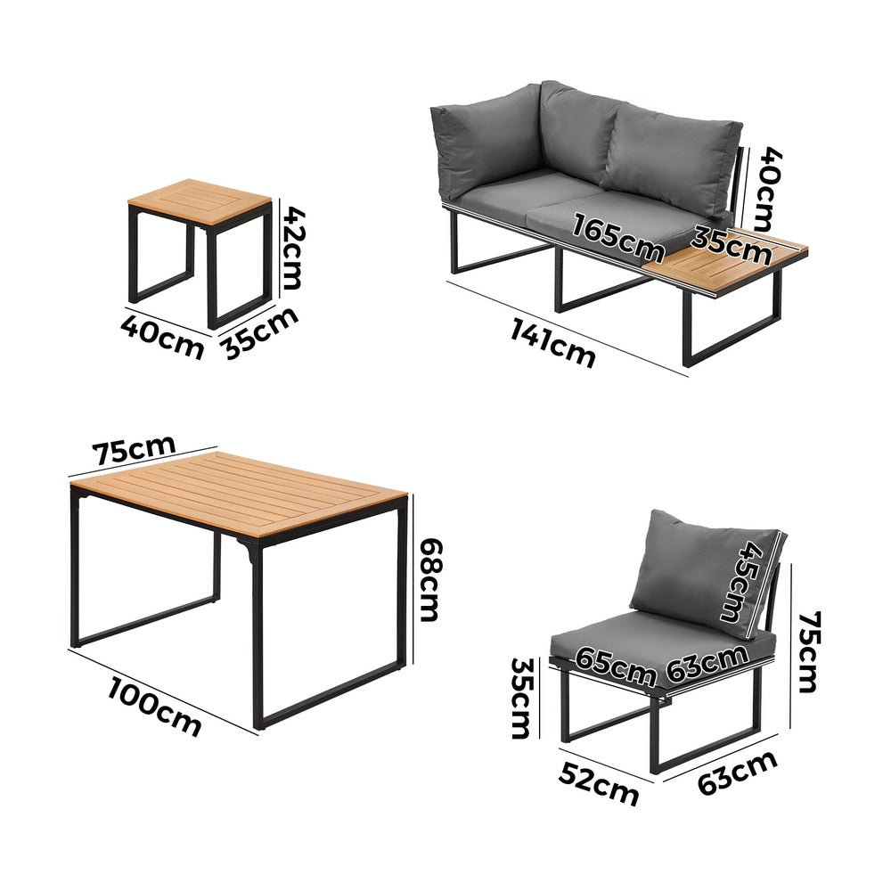 8 Seater Outdoor Dining Sofa Set Lounge Furniture Grey & White