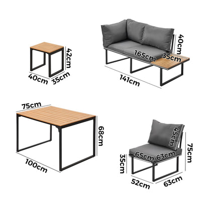 8 Seater Outdoor Dining Sofa Set Lounge Furniture Grey & White