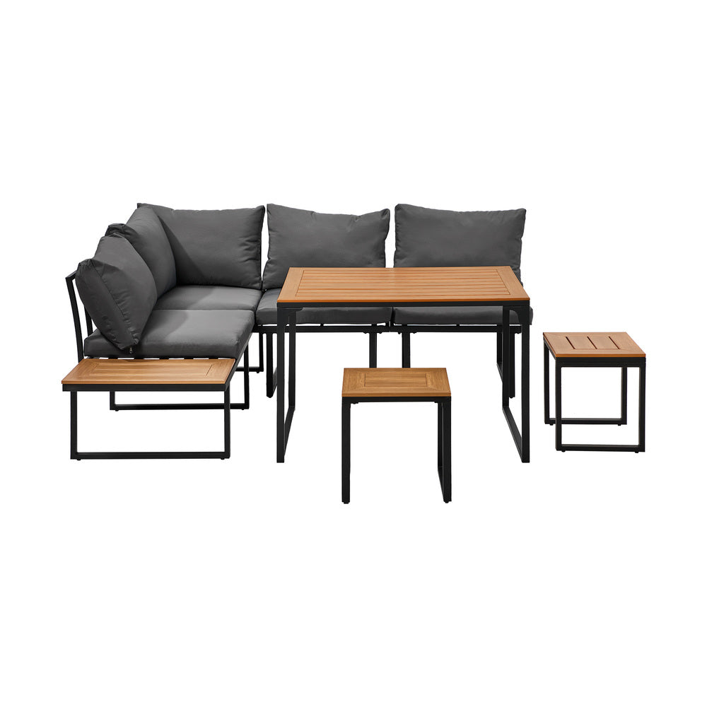 11 Seater Outdoor Dining Sofa Set Lounge Furniture Grey & White