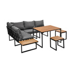 Double Sun Lounge Outdoor Sofa Day Bed with Curtains