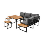 Double Sun Lounge Outdoor Sofa Day Bed with Curtains