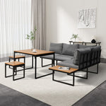 6 Seater Outdoor Dining Sofa Set Lounge Furniture Grey & White