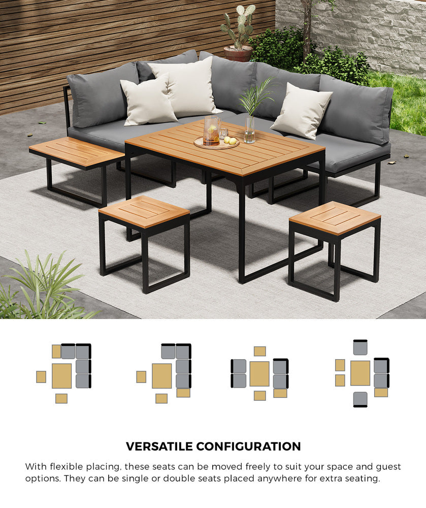 13 Seater Outdoor Dining Sofa Set Lounge Furniture Grey & White