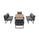 6 Seater Outdoor Dining Sofa Set with Cushions Grey