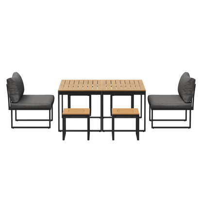 6 Seater Outdoor Dining Set Sofa Lounge Patio Ottoman Grey