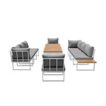 8 Seater Outdoor Dining Set Sofa Side Table Furniture Grey&White