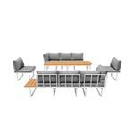 8 Seater Outdoor Dining Set Sofa Side Table Furniture Grey&White