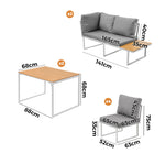 8 Seater Outdoor Dining Set Sofa Side Table Furniture Grey&White