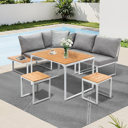 19 Seater Outdoor Dining Sofa Set Lounge Furniture Grey & White