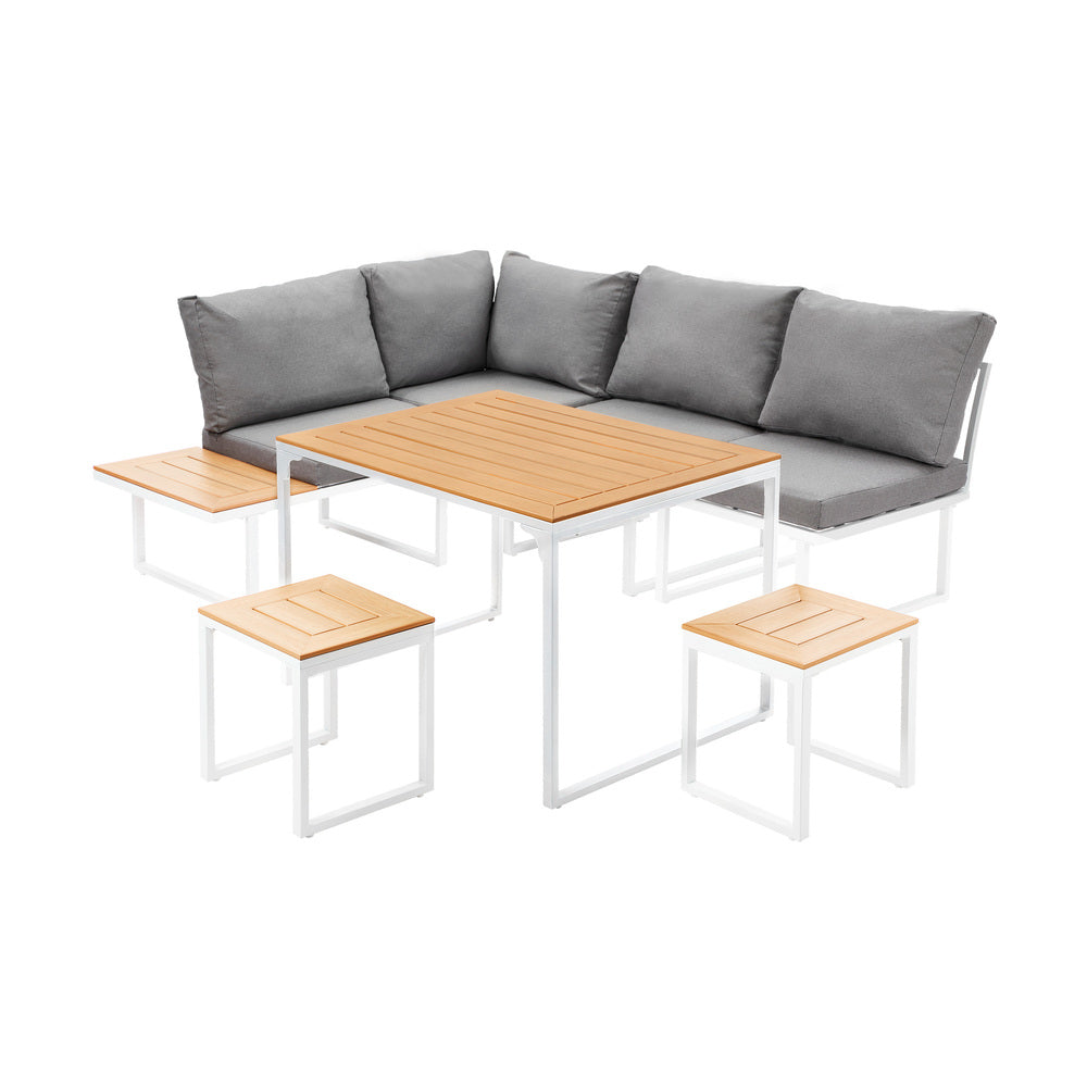 14 Seater Outdoor Dining Sofa Set Lounge Furniture Grey & White