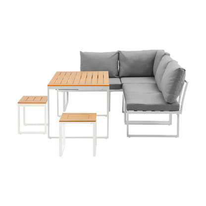 17 Seater Outdoor Dining Sofa Set Lounge Furniture Grey & White