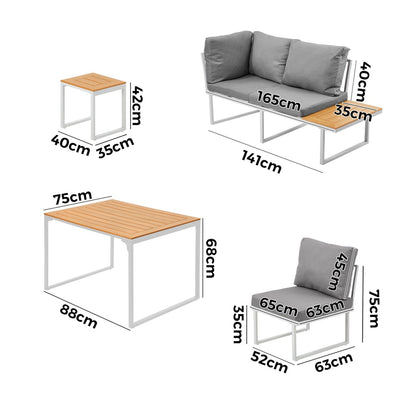 21 Seater Outdoor Dining Sofa Set Lounge Furniture Grey & White