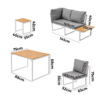 6 Seater Outdoor Dining Sofa Set Lounge Furniture Grey & White
