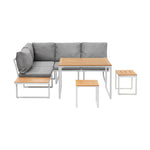 6 Seater Outdoor Dining Sofa Set Lounge Furniture Grey & White