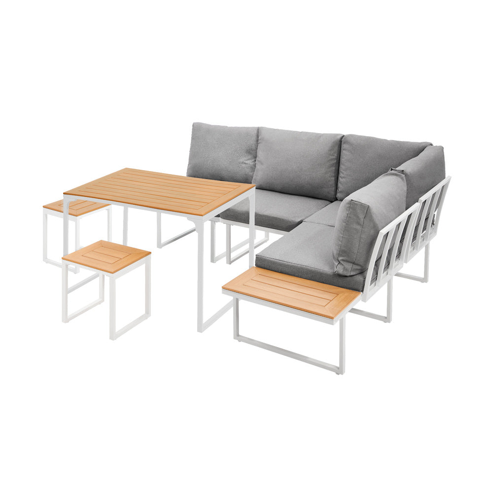 20 Seater Outdoor Dining Sofa Set Lounge Furniture Grey & White
