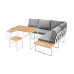 6 Seater Outdoor Dining Sofa Set Lounge Furniture Grey & White