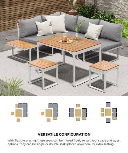 16 Seater Outdoor Dining Sofa Set Lounge Furniture Grey & White
