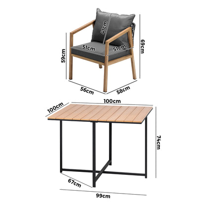 5PCS Outdoor Patio Set Table&Armchair Dining Set
