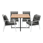 5PCS Outdoor Dining Set Wood-plastic Table and Rattan Chairs