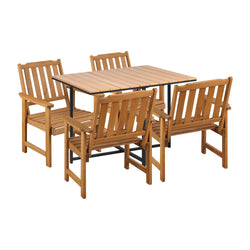 4 Seater Outdoor Dining Set Table&Wood Chairs