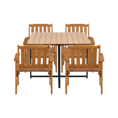 4 Seater Outdoor Dining Set Table&Wood Chairs