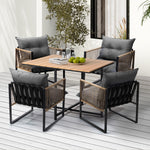 4 Seater Outdoor Dining Set with Sintered Stone Table for Garden Balcony