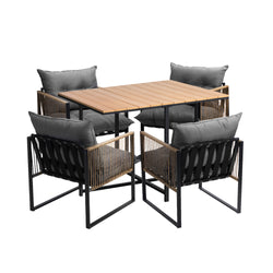 13 Seater Outdoor Dining Set with Sintered Stone Table for Garden Balcony Black & Grey