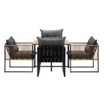 4 Seater Outdoor Dining Set with Sintered Stone Table for Garden Balcony