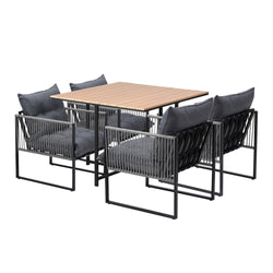 5PCS Outdoor Dining Set Garden Table Chairs with Cushions