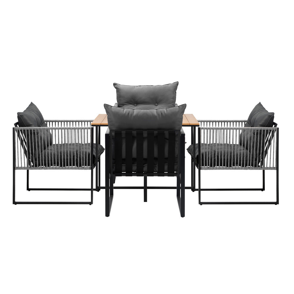 5PCS Outdoor Dining Set Garden Table Chairs with Cushions