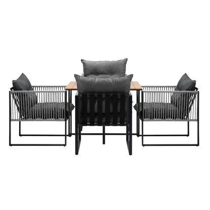 5PCS Outdoor Dining Set Garden Table Chairs with Cushions