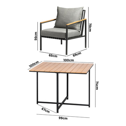Outdoor Dining Set Table & Chairs 5PCS Patio Set
