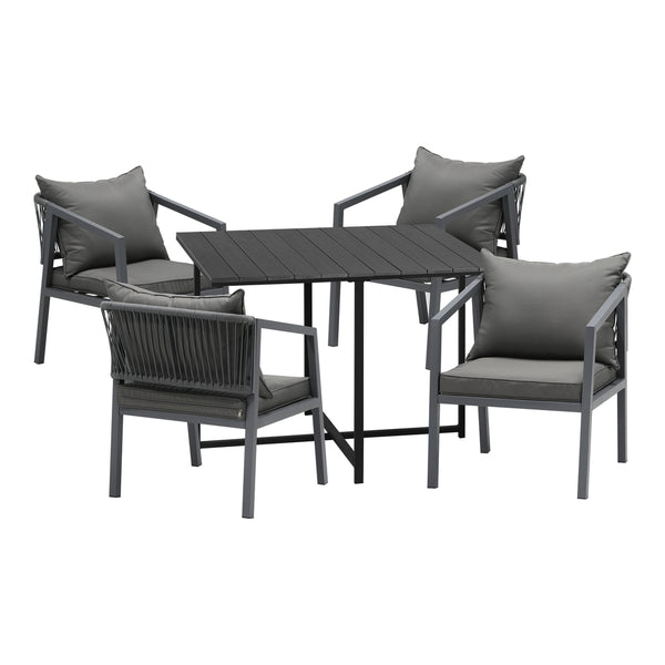  Outdoor Dining Set Garden Balck Table Setting 4 Seater