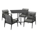 5PCS Outdoor Dining Set and Rattan Chairs(Black Table)