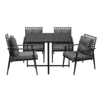 5PCS Outdoor Dining Set and Rattan Chairs(Black Table)